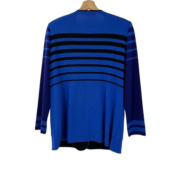 Misook Blue Black Striped Zip Jacket Sz XL - Picture 2 of 6